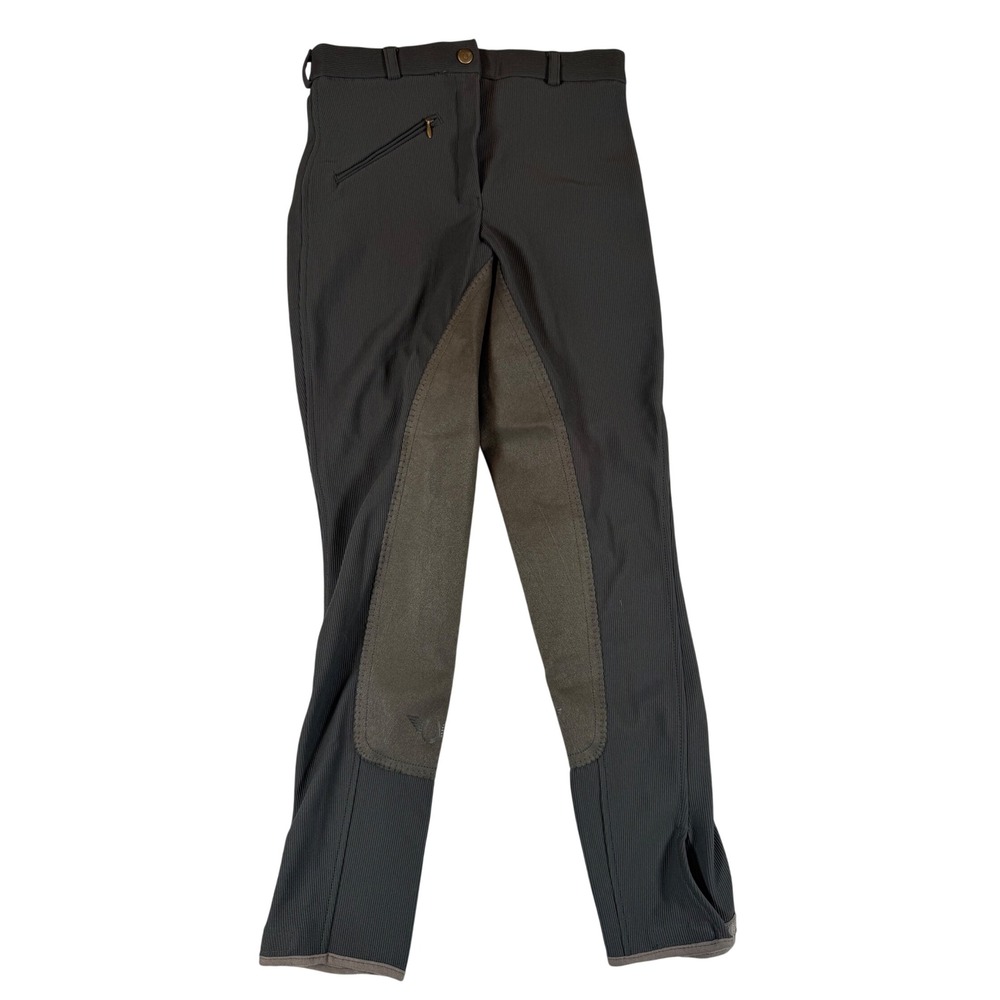 TuffRider Lowrise Full Seat Ribbed Breeches Charcoal Equestrian Riding Pants 26